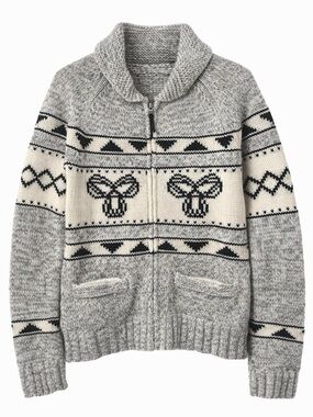 Aritzia TNA Grey Sea to Sky Full Zip Cowichan 100% Wool Sweater